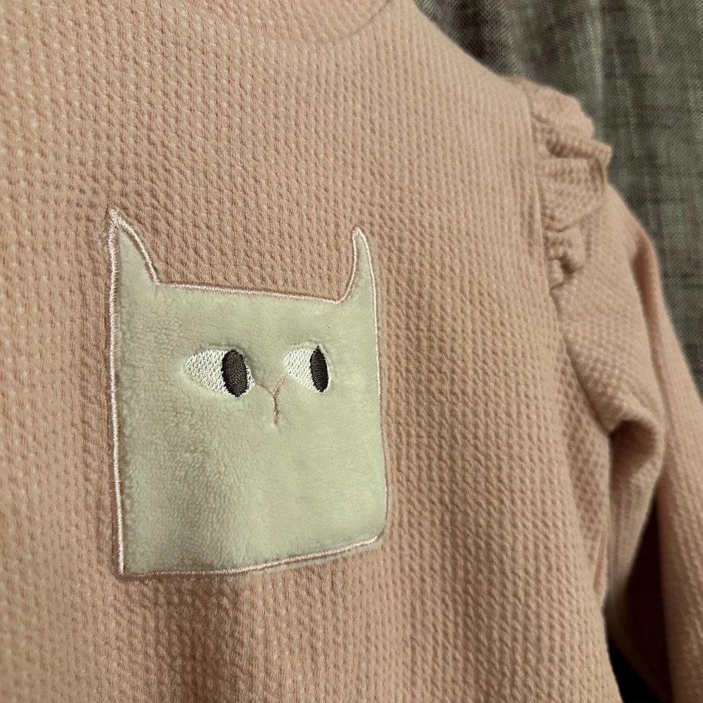 AIMAMA Kids Sweater Sweatshirt with Cheeky Cat and Ruffle Sleeves